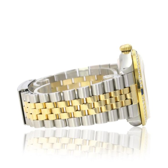 ROLEX DATEJUST CHAMPAGNE INDEX-ROMAN DIAL DIAMOND-SAPPHIRE JUBILEE TWOTONE 16233 - Picture 5 of 7